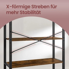 Estante de armazenamento com de 5 níveis 30 x 66 x 153 cm castanho vintage-Preto