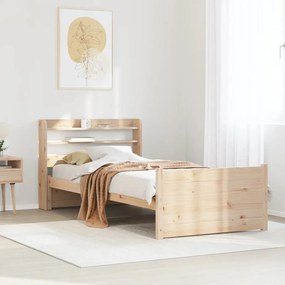 vidaXL Estrutura de cama com cabeceira 100x200cm pinho maciço