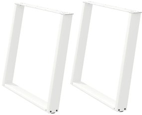 Pés de mesa de jantar em forma de U, 2 peças, branco, 90x (72-73) cm,