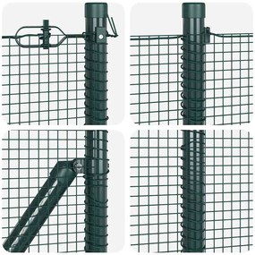 Cerca de Arame Soldado com 13 Postes Flangados Verde 0.5x100 m Aço