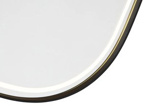 Espelho de casa de banho preto com LED regulável em 3 níveis com toque oval - Miral