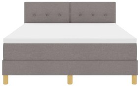 Cama Box Spring com Colchão &amp; LED Taupe 140x190 cm Tecido