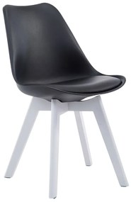Cadeira de cozinha e sala de jantar Borneo V2 em couro sintético com estrutura branca 48 x 84 x 41,5 cm Preto