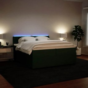 Cama com molas/colchão 200x200 cm veludo verde-escuro