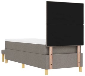 Cama Box Spring com Colchão &amp; Banco Taupe 80x200 cm Tecido