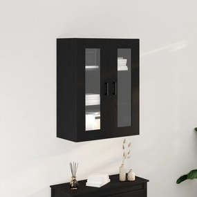 Armário de Parede com Portas de Vidro Carvalho Negro 69.5x34x90 cm