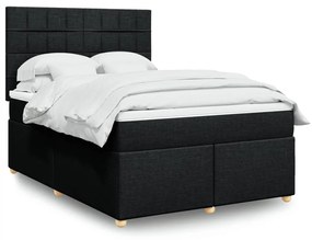 Cama com molas/colchão 140x200 cm tecido preto