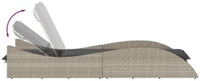 Espreguiçadeira com almofadão 60x205x73 cm vime PE cinza-claro
