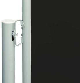 Toldo lateral retrátil para pátio 200x600 cm preto