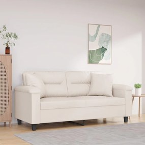 vidaXL Sofá 2 lugares c/ almofadões 140 cm tecido de microfibra bege