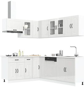 11 peças armário de cozinha conjunto Kalmar brilho branco
