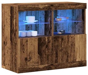 Aparador com Luzes LED Madeira Velha 81x37x67 cm