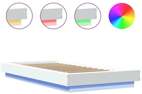 Estrutura cama c/ luzes LED 100x200 cm derivados madeira branco