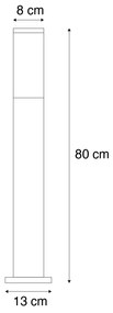 Candeeiro de pé moderno para exterior aço com impressão de madeira 80cm IP44 - Malois Moderno