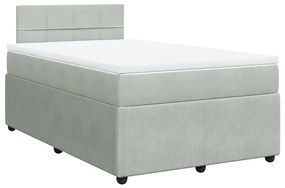 Cama boxspring c/ colchão 120x200 cm veludo cinzento-claro