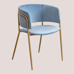 Cadeira de jantar de veludo Nalon Style Azul Ilha Paraíso & Dourado - Sklum