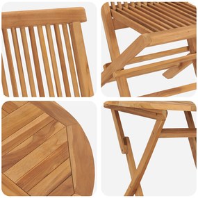 Conjunto Bistro de Jardim em 3 Peças Madeira Sólida de Acácia