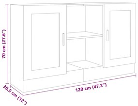 Aparador 120x30,5x70 cm derivados de madeira cinzento cimento