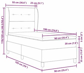 Cama Box com Colchão Rosa 90x190 cm Veludo