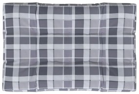 Almofadão p/ sofá de paletes 120x80x10cm padrão xadrez cinzento
