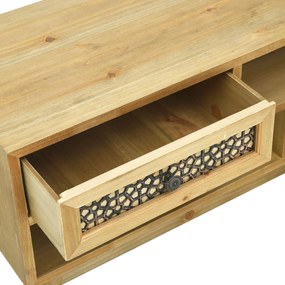 Móvel de TV 120x30x42 cm madeira entalhada castanho
