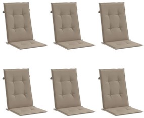Almofadões cadeiras altas jardim 6 pcs tecido cinza-acastanhado