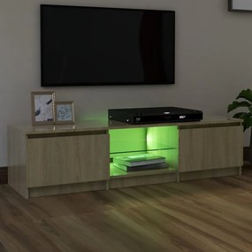 Móvel de TV Vinici com Luzes LED de 140cm - Carvalho - Design Moderno