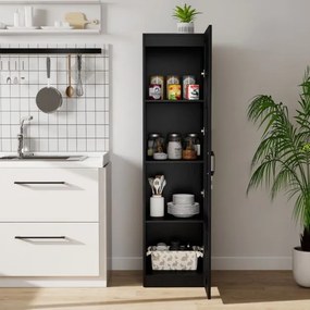 Armário Despensa 38 x 40 x 149 cm com 4 níveis e porta para cozinha e sala de estar Preto
