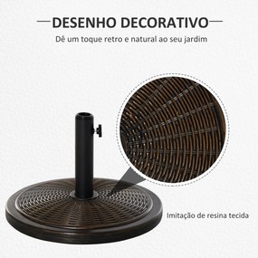 Base para Chapéu de Sol Peso 14 kg de Cimento para Mastros de 35 mm 38mm e 48 mm  Ø48x34 cm Preto e Bronze