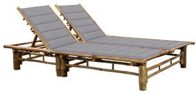 Espreguiçadeira c/ almofadões para 2 pessoas bambu
