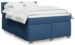 Cama com molas/colchão 140x200 cm tecido azul