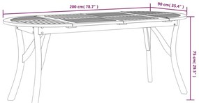 Mesa de jardim 200x90x75 cm madeira de acácia maciça