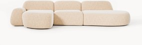 Sofá de canto modular em bouclé com chaise longue Wolke (4 lugares)