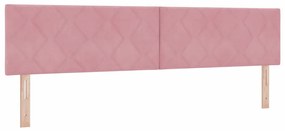 Cabeceira de Cama Rosa com Blocos de Diamante 200 cm em Veludo
