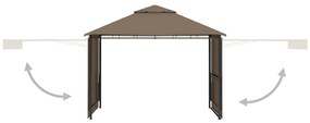 Gazebo toldo duplo extens. 3x3x2,75m 180g/m² cinza-acastanhado