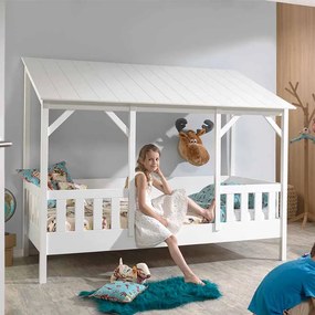 Cama para Crianças Casa HOUSEBED 03 TELHADO BRANCO - BRANCA