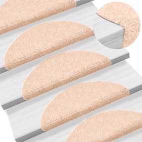 Tapetes de escada adesivos 15 pcs 56x17x3 cm creme
