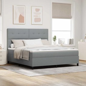 vidaXL Cama Box Spring com Colchão Cinza Claro Super King Tecido