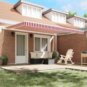 Toldo Retrátil Vermelho e branco 450 × 300 cm Vermelho e branco