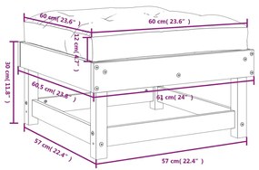 Apoios de pés jardim c/ almofadões 2pcs madeira douglas maciça