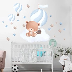 Autocolantes quarto bebe - Ursinho com balões (azul)