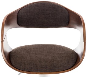 Banco de bar Kingston em tecido e com estrutura cromada 50 x 88-102 x 48 cm Castanho + Cor Nogueira