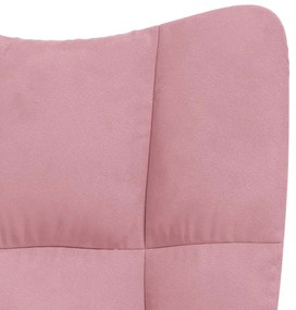 Cadeira de descanso com banco veludo rosa