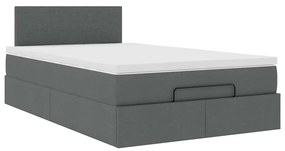 Cama otomana com colchão&amp;LEDs 120x190 cm tecido cinzento escuro