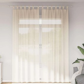 Cortinas de voile com aba 2 pcs creme