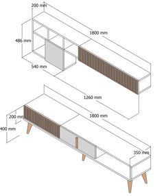 Unidade TV Milan – Nogueira e Branco – 180x40x35 cm