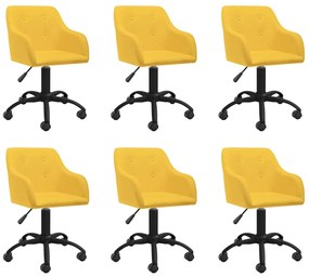 Cadeiras de jantar giratórias 6 pcs tecido amarelo