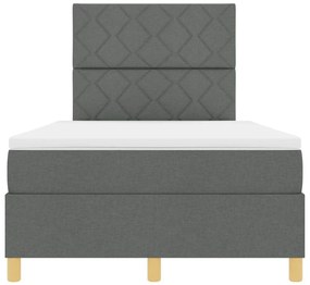 Cama Box Spring com Colchão &amp; LED Cinza Escuro 120x200 cm Tecido