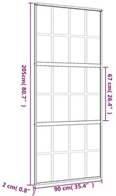 Porta deslizante 90x205 cm vidro ESG fosco/alumínio dourado