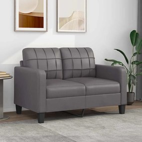 Sofá de 2 lugares 120 cm couro artificial cinza